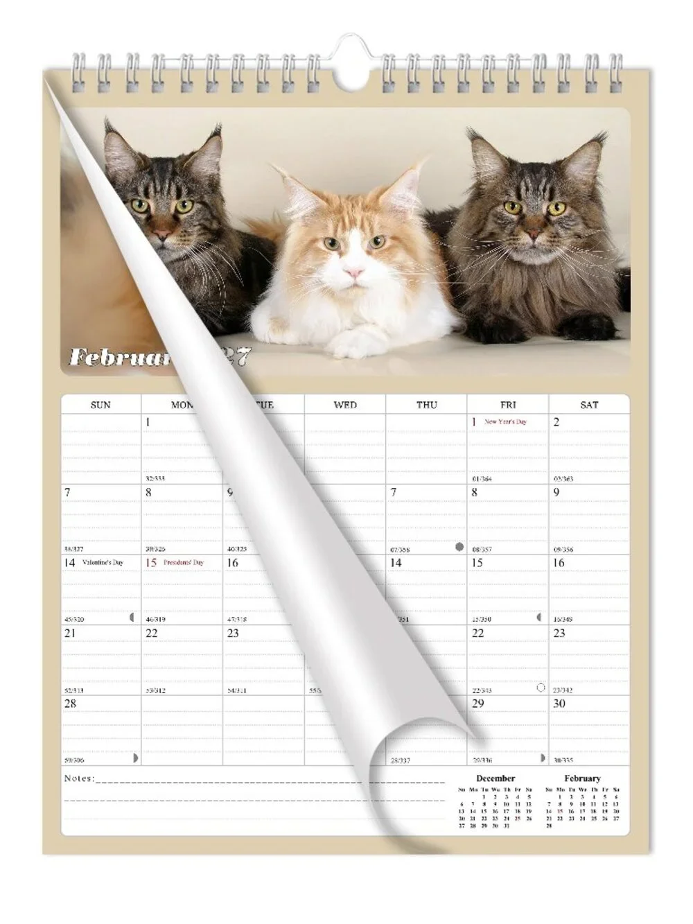 2027 Wall Calendar Spiral-bound Twin - 12 Months Planner 8.5